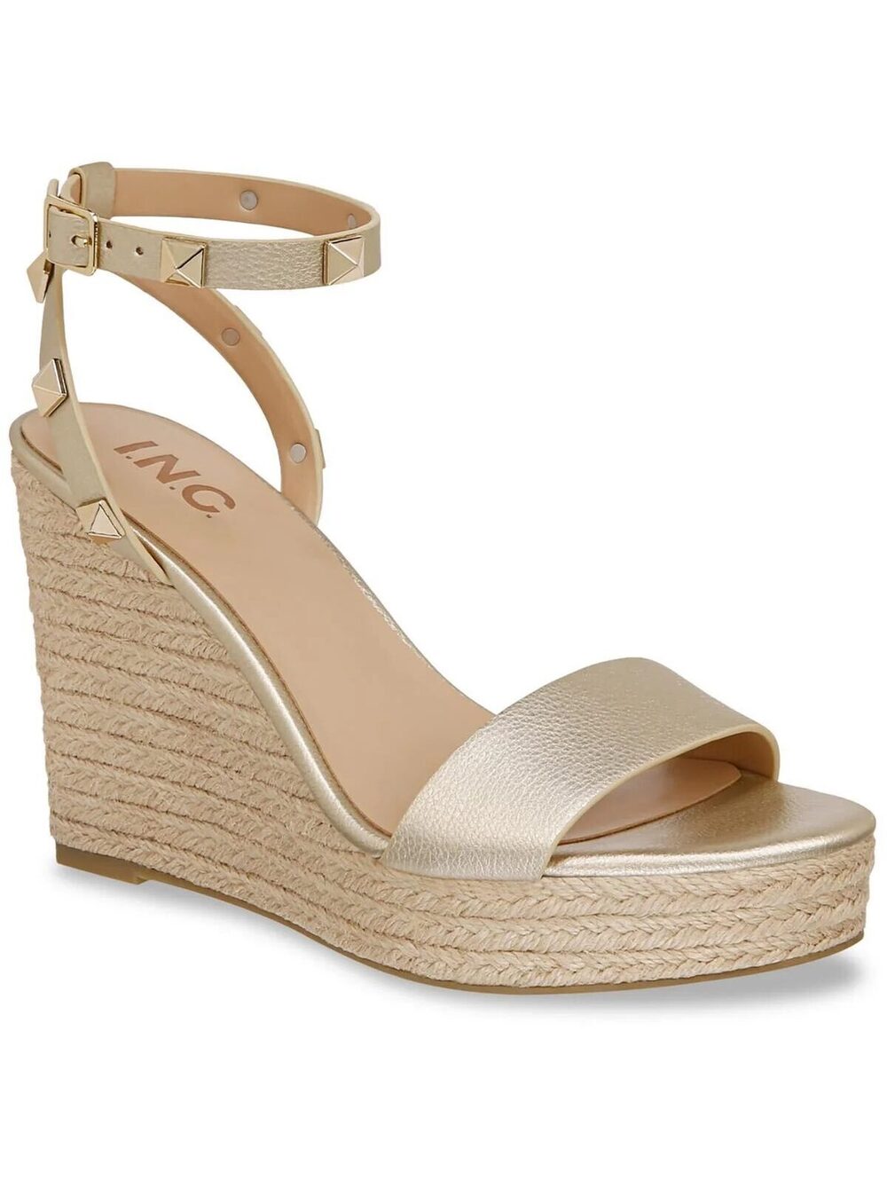 Womans Size 11 INC Gold Studded Espadrilles Wedge